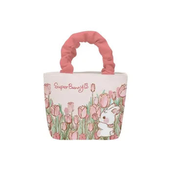 AOSONG Suede Tech Fabric Shoulder Bag Crossbody Bag Handbag Women's A Sea Of Tulip Flowers