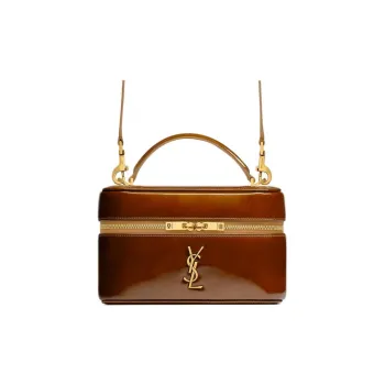 SAINT LAURENT GABY Lambskin Shoulder Bag, Crossbody Bag, Handbag, Makeup Bag Women's Brown