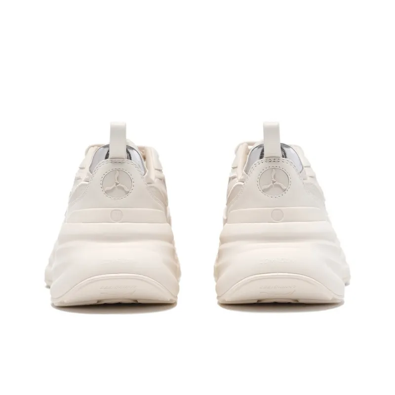 LI NING 1990 Classic Collection Cushioning, Wear Resistant Low Top Casual Running Shoes Women's Silver White-3