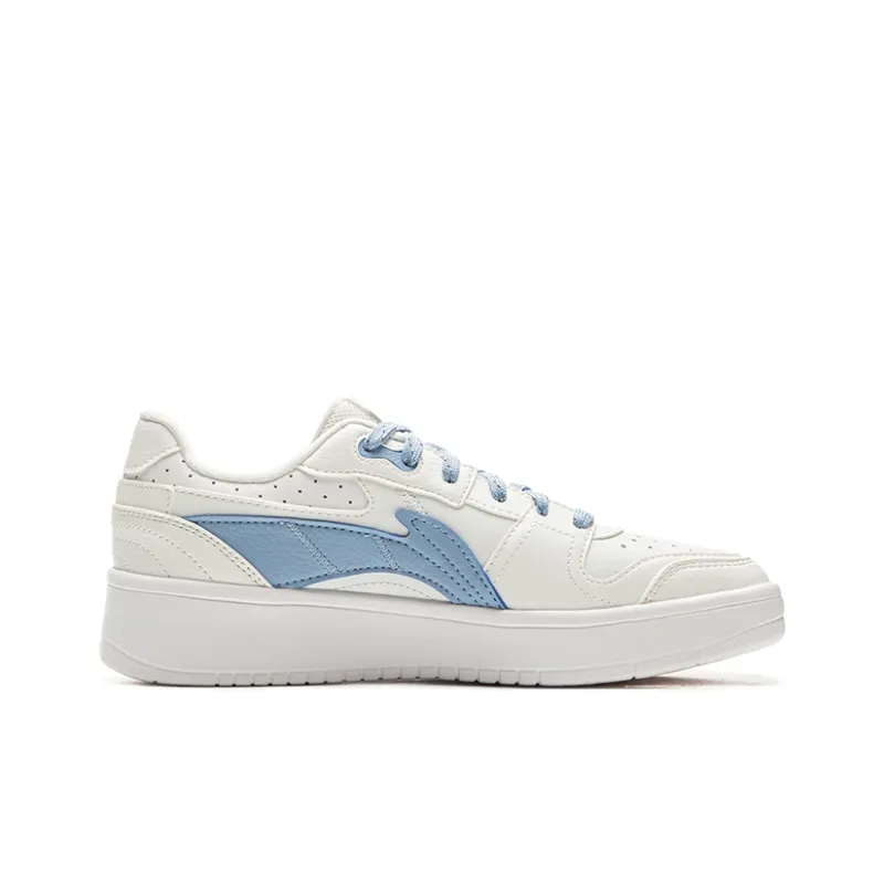 LiNing Acer Truncatum Cushioning, Slip Resistant, And Abrasion Resistant Low Top Skateboard Shoes Women's White Blue-1
