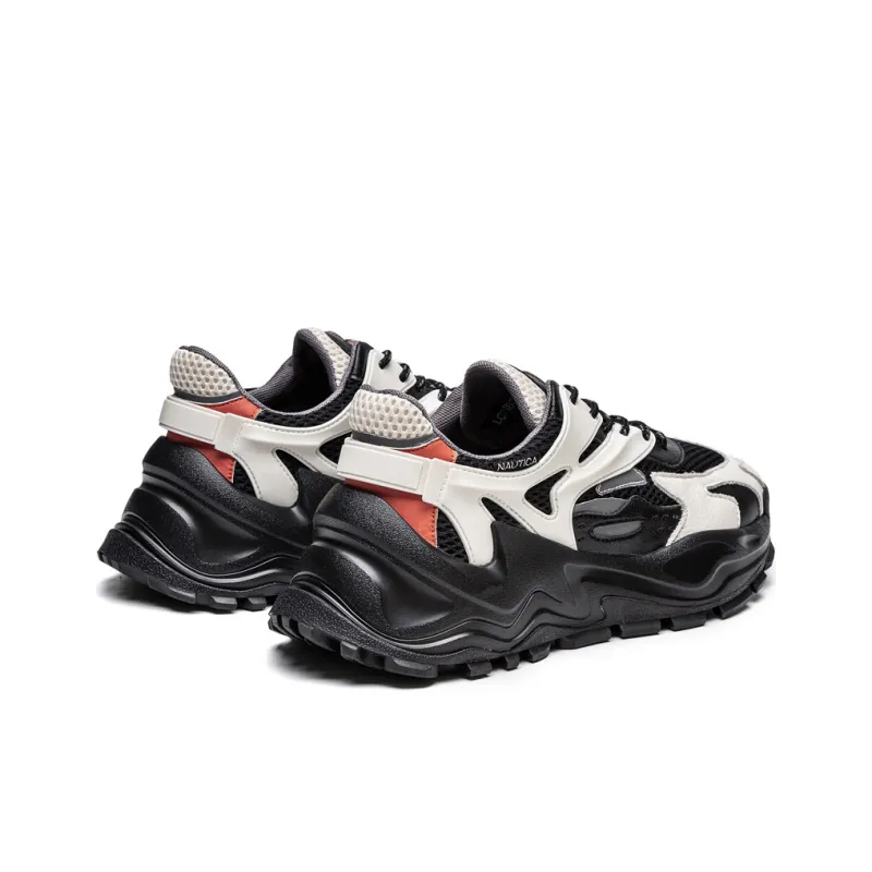 NAUTICA Anti Slip And Wear Resistant Height Increasing Low Top Chunky Sneakers Men's White Black-3