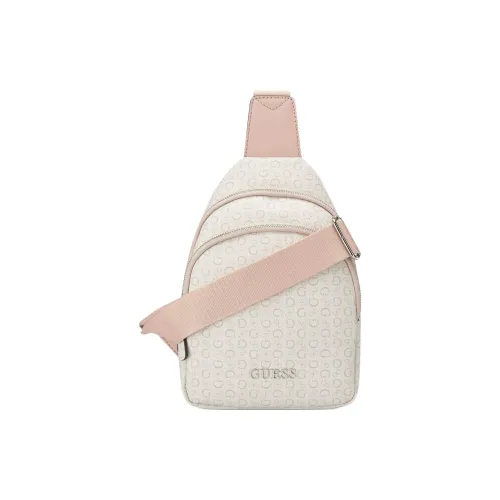 guess Noelle Coated Canvas Shoulder Bag Women's Pink