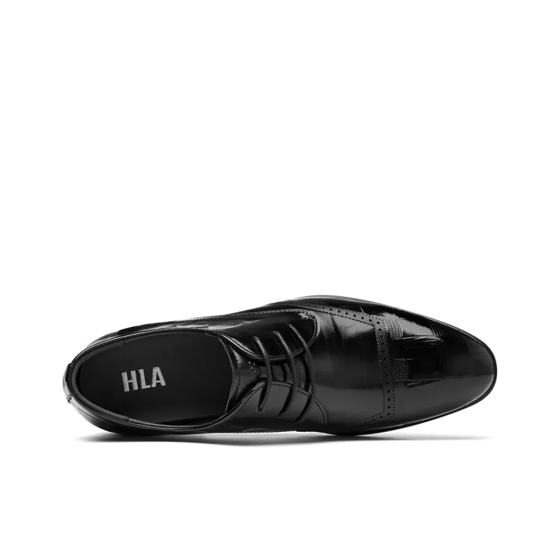 HLA Dress Shoes Men Low Top Black/Brown-2
