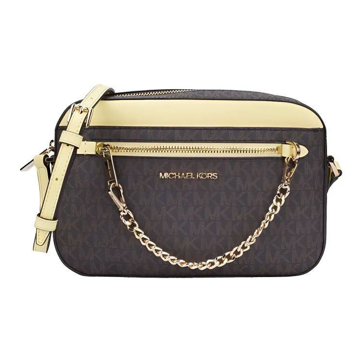 MICHAEL KORS Jet Set PVC With Leather Camera Bags Crossbody Bags Shoulder Bags Women's Yellow Acorn Brown Multicolor-0