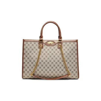 Staccato Fabric Tote Bag, Shopping Bag, Shoulder Bag, Handbag Large Size Women's Vintage Coffee