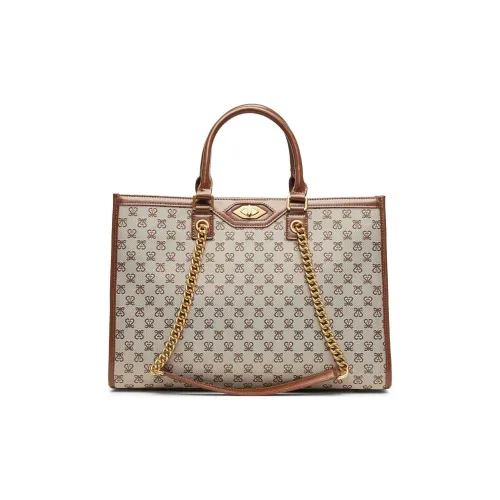 Staccato Fabric Tote Bag, Shopping Bag, Shoulder Bag, Handbag Tubas Women's Vintage Coffee