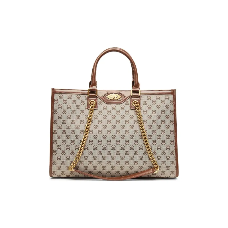 Staccato Fabric Tote Bag, Shopping Bag, Shoulder Bag, Handbag Tubas Women's Vintage Coffee-0