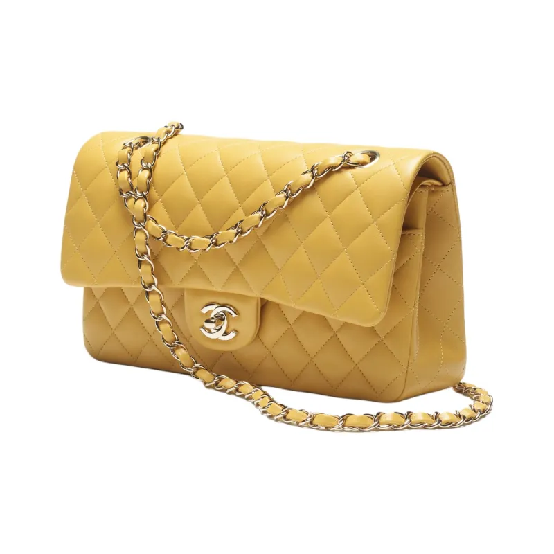 CHANEL Classic Flap CF Sheepskin Crossbody Bag, Shoulder Bag Trumpets Women's Yellow-1