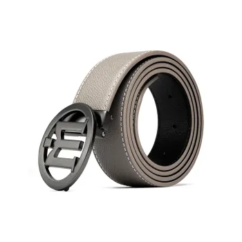 Anthony Miles Cow Leather Leather Belts Men's Light Gray 3.4cm