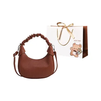 ERANGBEAR PU Crescent Bag Handbag Shoulder Bag Crossbody Bag Regular Women's Brown/Ecru/Pink/Khaki/Black