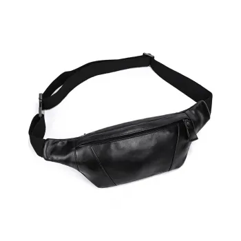 DOSRFINI Cow Leather Fanny Pack Regular Men's Black Oil Leather/Coffee Oil Leather