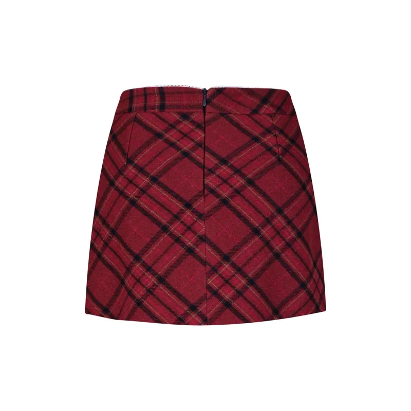 NTOT Casual Short Skirts Women's Red-1