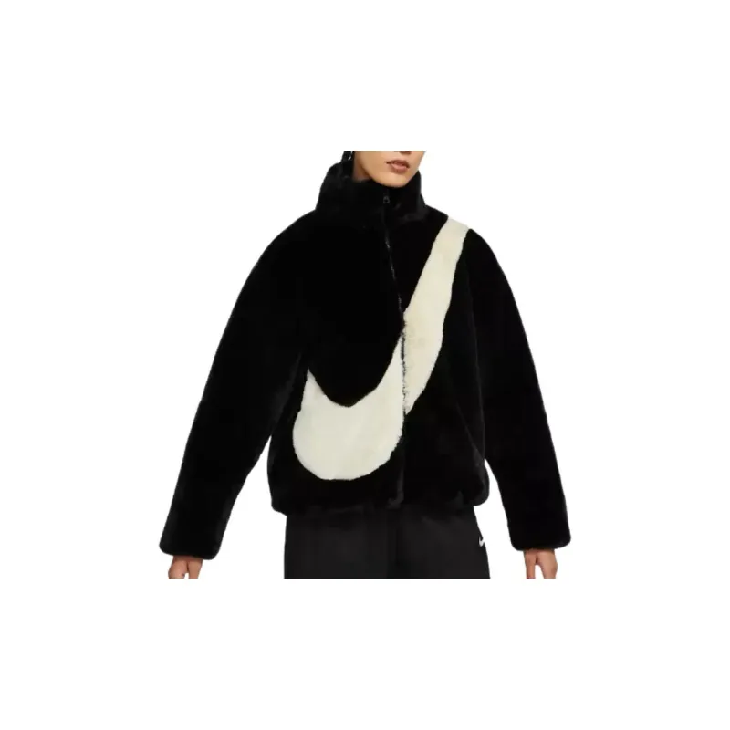 Nike Women'ss Oversized Swoosh Logo Jacket Black-2