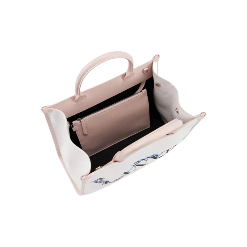 Lanvin Cow Leather Tote Bag, Shopping Bag, Shoulder Bag, Crossbody Bag, Handbag Large Size Unisex Beige & Pink-4