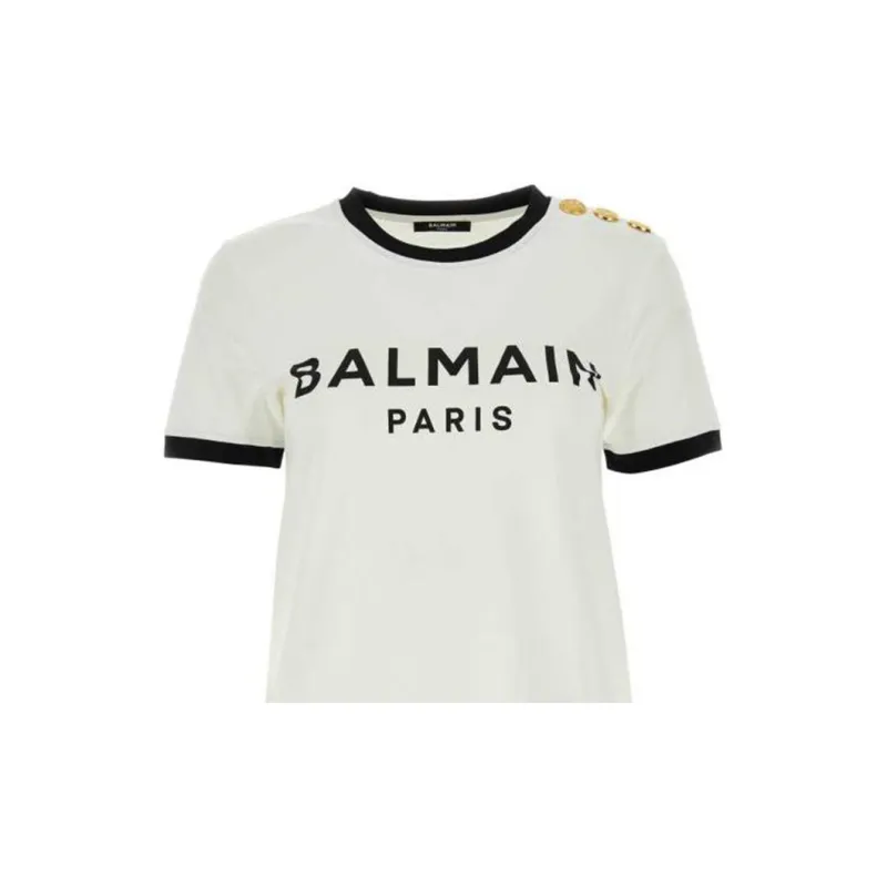 BALMAIN 3-Button Logo-print Cotton Top-5