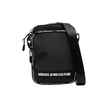 VERSACE JEANS COUTURE Polyamide Messenger Bag, Shoulder Bag, Crossbody Bag Men's Black & White