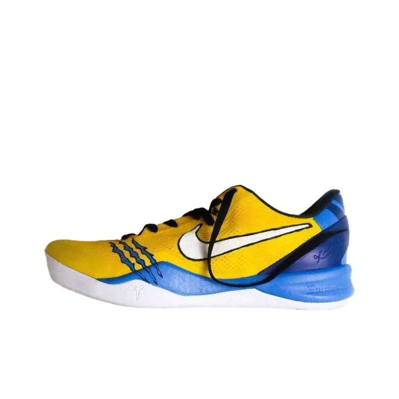 Nike Kobe 8 Anti-Slip Wear-Resistant Low-Top Basketball Shoes Unisex Red Yellow-0