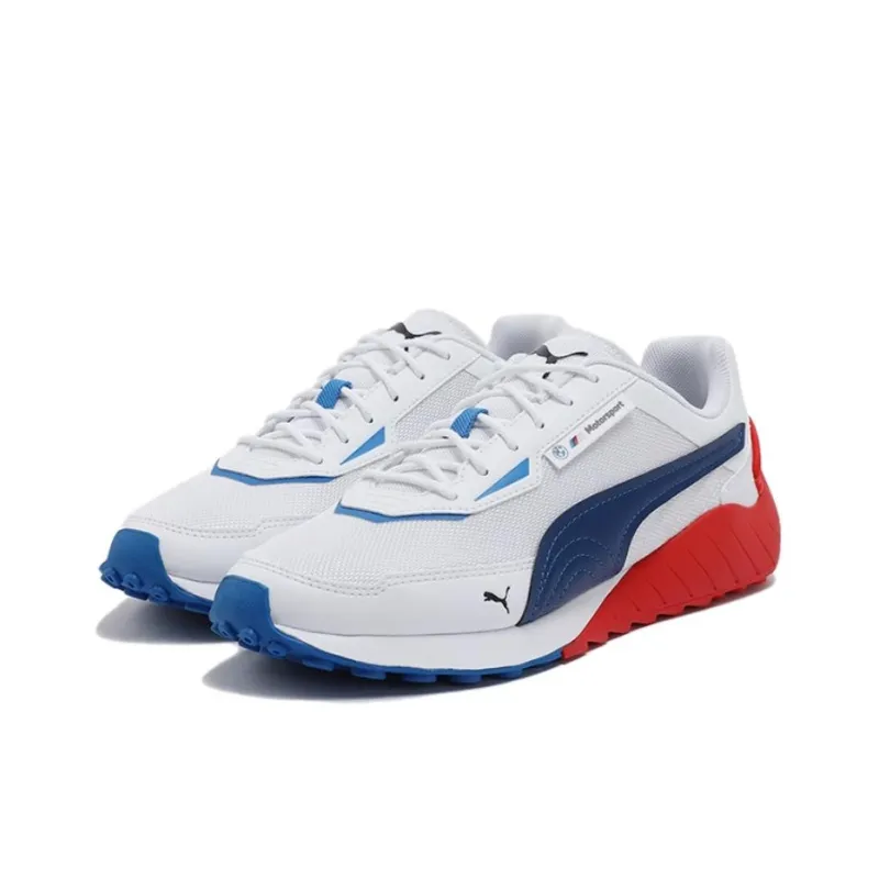 PUMA Bmw Mms Anti Slip Wear Resistant Low Top Casual Shoes Unisex White Red-2