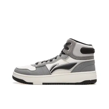 LiNing Tianji SOFT HI Non slip Lightweight Mid Top Skateboard Shoes Unisex White Gray