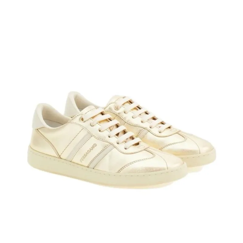 FERRAGAMO Low Top Skateboard Shoes Women's Gold-2
