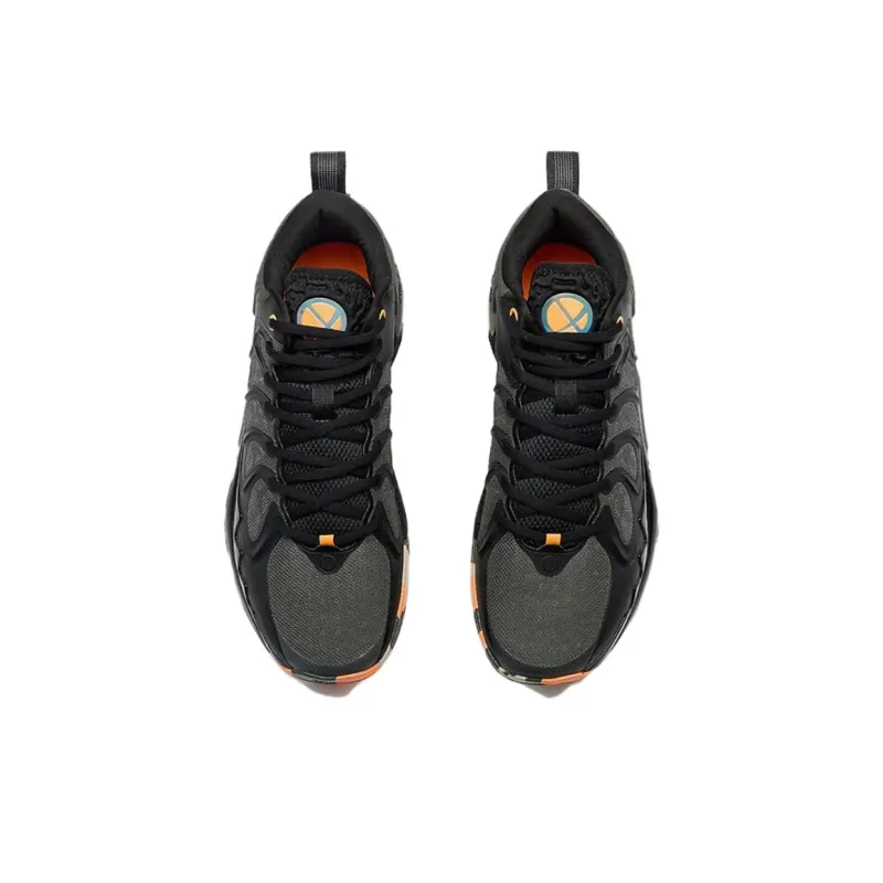 XTEP Anti Slip Wear Resistant Mid Top Basketball Shoes Men's Black Gray-3