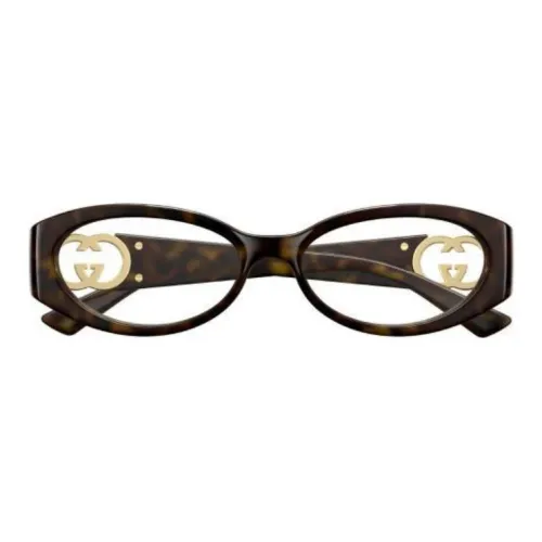 GUCCI Acetate Oval Sunglasses Women's Brown/Havana