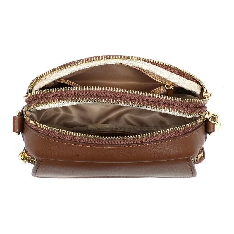 MILLIE'S Cow Leather Underarm Shoulder Bag Crossbody Bag Dome Bag Regular Women's White & Coffee/Coffee-6