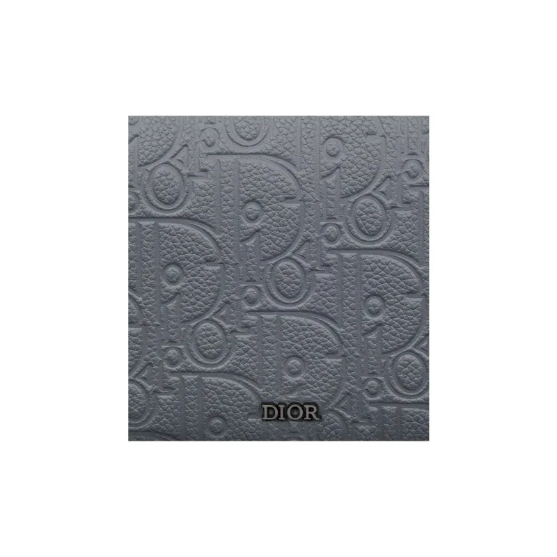 DIOR Calfskin Wallet Men's Dark Gray-4