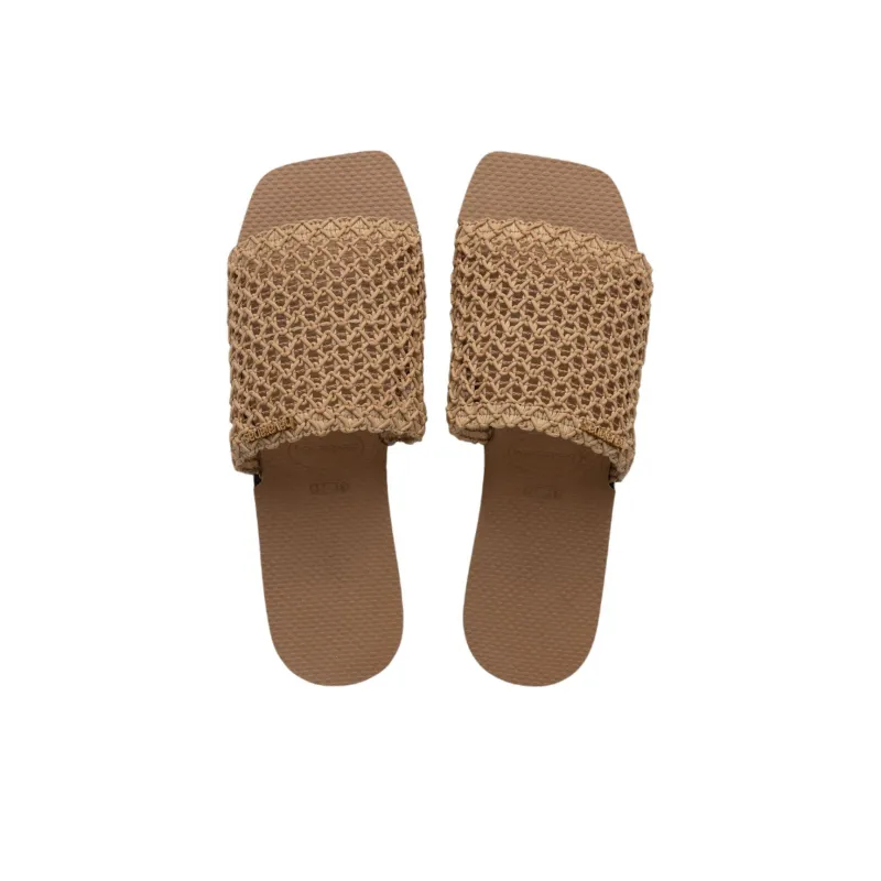 Havaianas Rubber Sole Abrasion Resistant Slide Slippers Women's Rose Gold-4