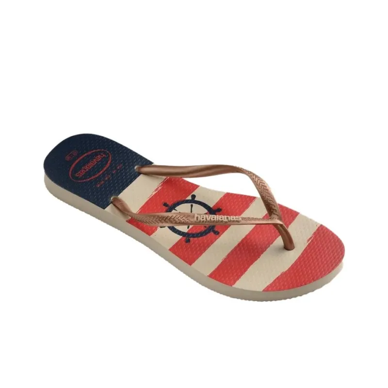 Havaianas Slim Rubber Sole Abrasion-Resistant Flip Flops Women's Rose Gold-2