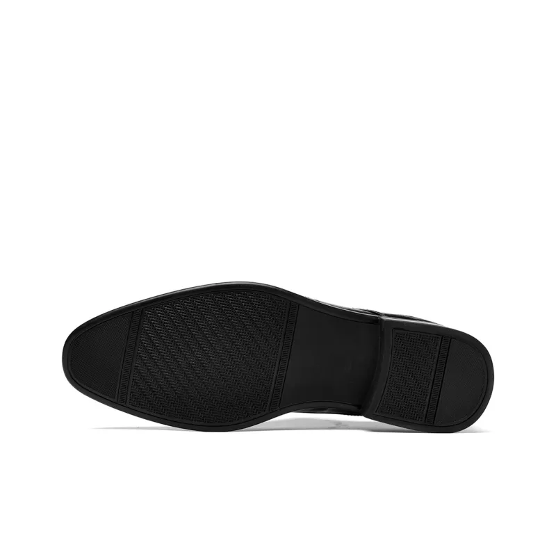 HLA Dress Shoes Men Low Top Black/Brown-4