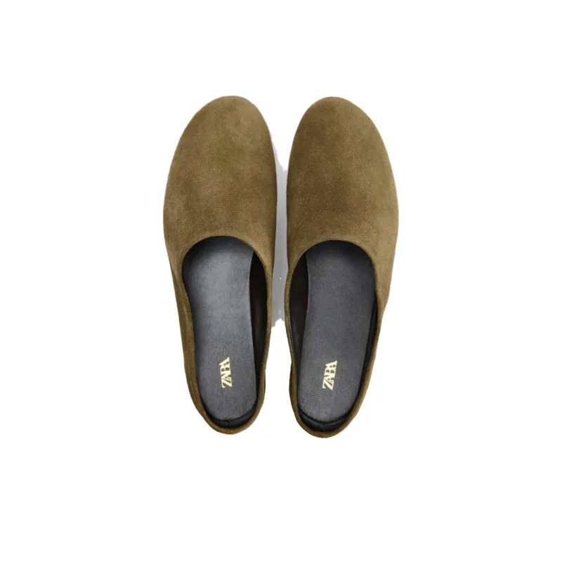 ZARA Wrap-toe Slippers Women's Khaki Green-5