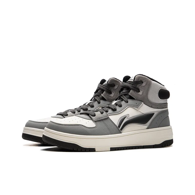 LiNing Tianji SOFT HI Non-slip Lightweight Mid-Top Skateboard Shoes Unisex White Gray-2