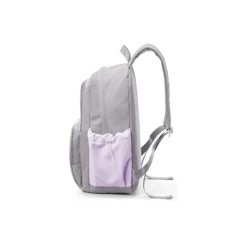 QING QI ZHE Fabric Backpacks Regular Unisex White Brown/Gray Purple/Black-11