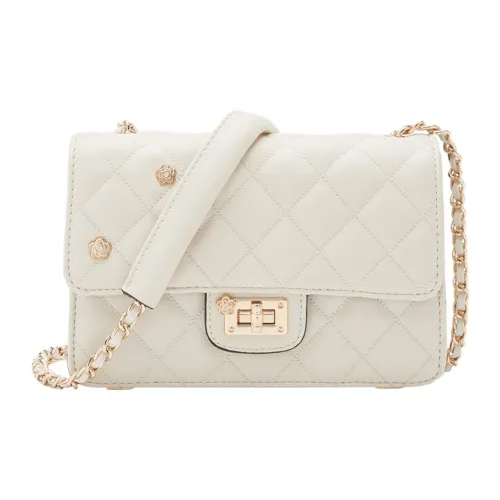 YEARCON Synthetic Leather Small Square Bag Shoulder Bag, Crossbody Bag Small Size Women's Ecru