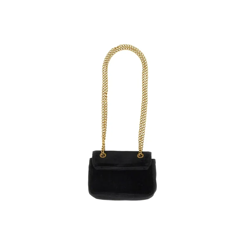 Vivienne Westwood Velvet Shoulder Bag Crossbody Bag Small Size Women's Black-3