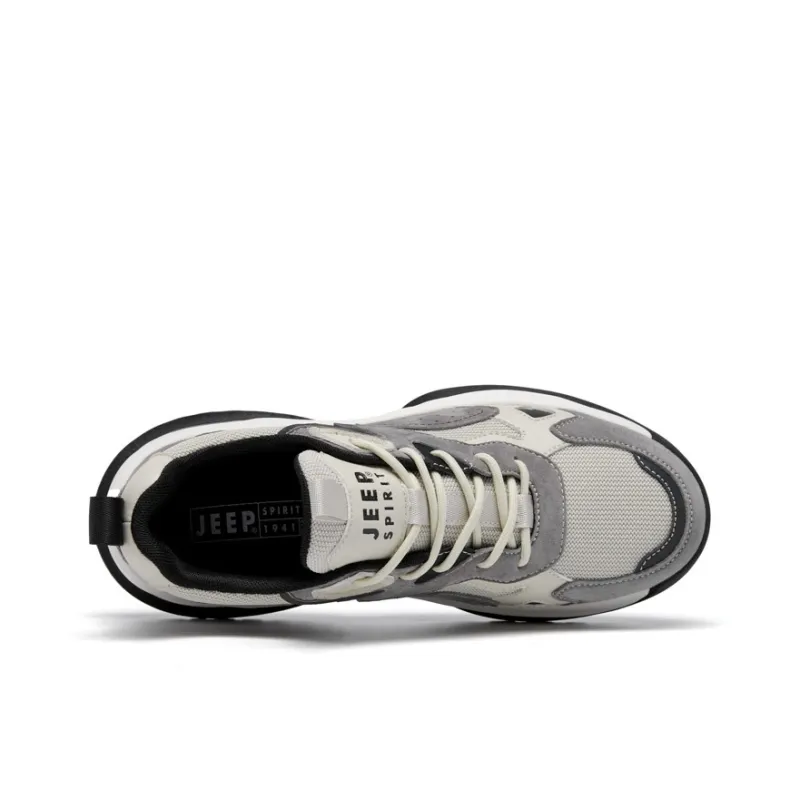 JEEP SPIRIT Cushioning Anti-Slip Wear-Resistant Breathable Impact-Resistant Mid-Top Outdoor Shoes Men's Gray-3