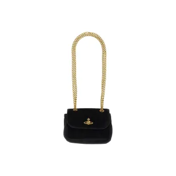 Vivienne Westwood Velvet Shoulder Bag Crossbody Bag Small Size Women's Black