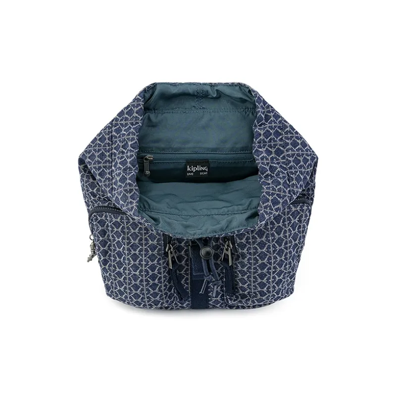 Kipling Polyamide Backpack Medium Size Unisex Denim Monogram-3