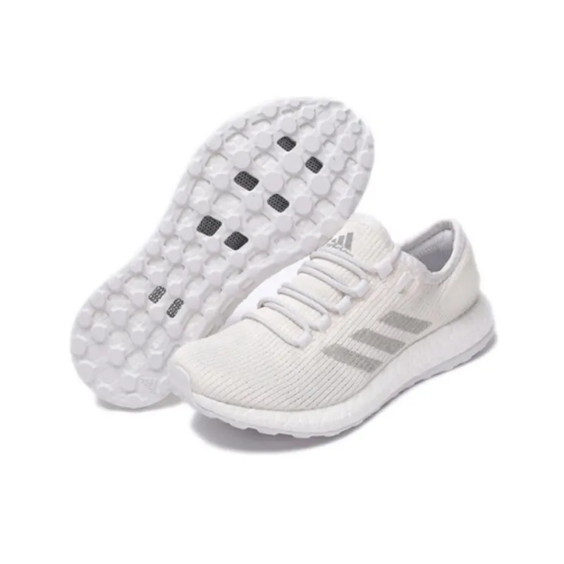 Adidas Pure Boost Clima Anti-Slip Wear-Resistant Low-Top Running Shoes Unisex Gray White-4