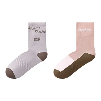 Skechers Sports Alliance Series Mid Calf Socks Unisex 2 Pack Brick Earth Tone Rose/Light Violet