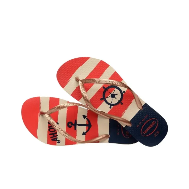 Havaianas Slim Rubber Sole Abrasion-Resistant Flip Flops Women's Rose Gold-3