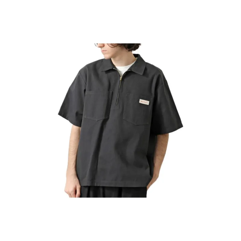 MARNI Workwear Gabardine Short Sleeve Zip Polo-3