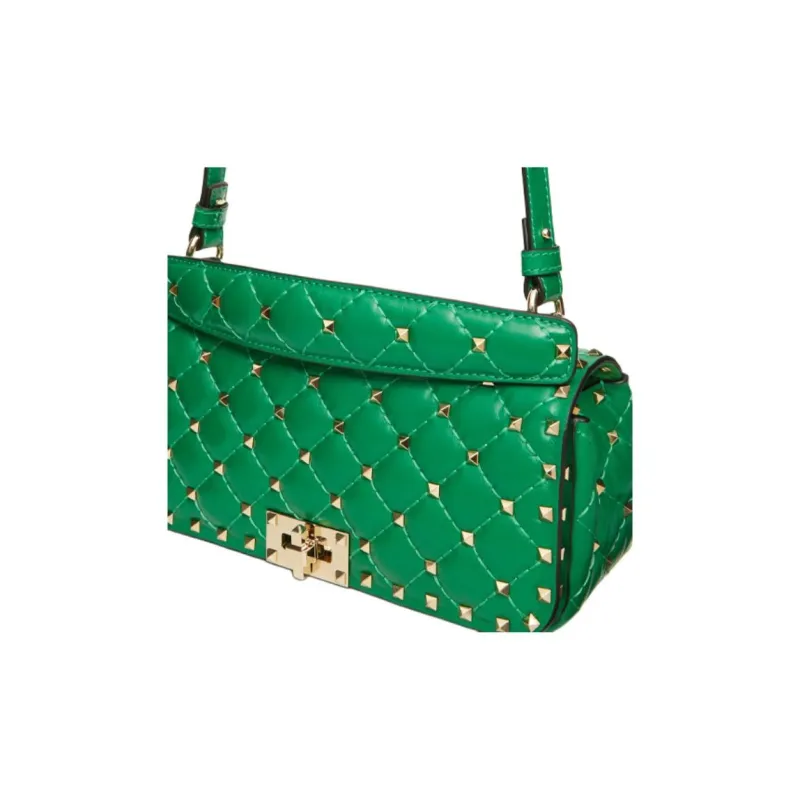 Valentino ROCKSTUD SPIKE Cow Leather Crossbody Bag Clutch Handbag Shoulder Bag Women's Green-3