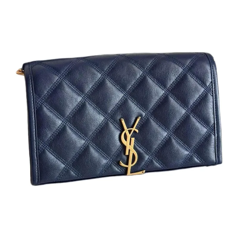 SAINT LAURENT Sheepskin Shoulder Bag, Crossbody Bag Women's Blue-2