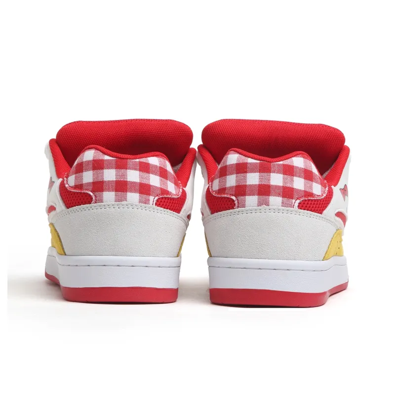 SINPERCO Anti Slip And Wear Resistant Lightweight Low Top Skateboard Shoes Unisex White Yellow Red-3