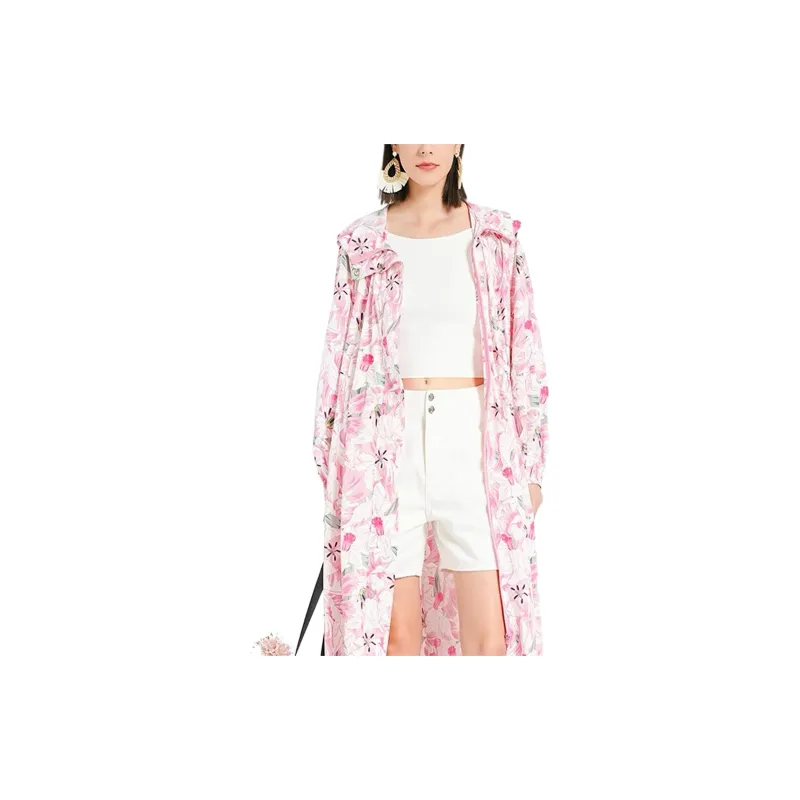BESIONIA SS24 Trench Coat Women's Pink Floral Pattern-3