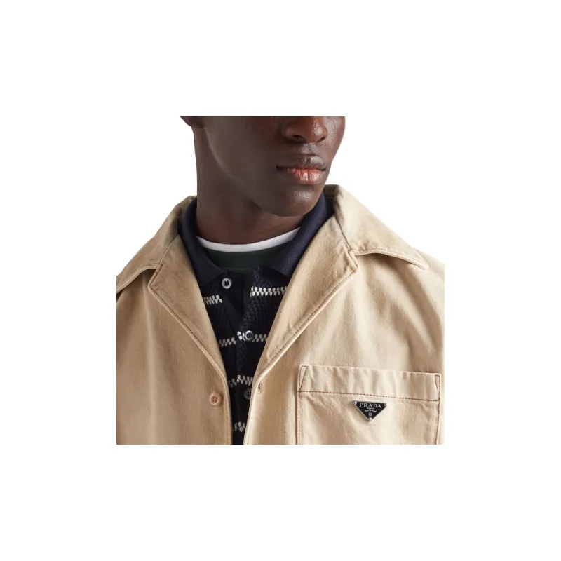 PRADA Short Sleeved Shirt In Worn Bull Denim Shirt Men's Natural-3