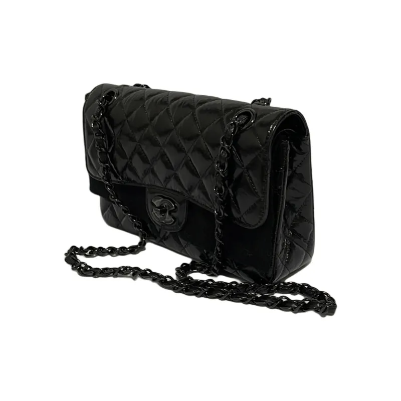 CHANEL Classic Flap CFSo Black Waxed Leather Flap Bag, Shoulder Bag, Crossbody Bag, Handbag Trumpets Women's Black-1