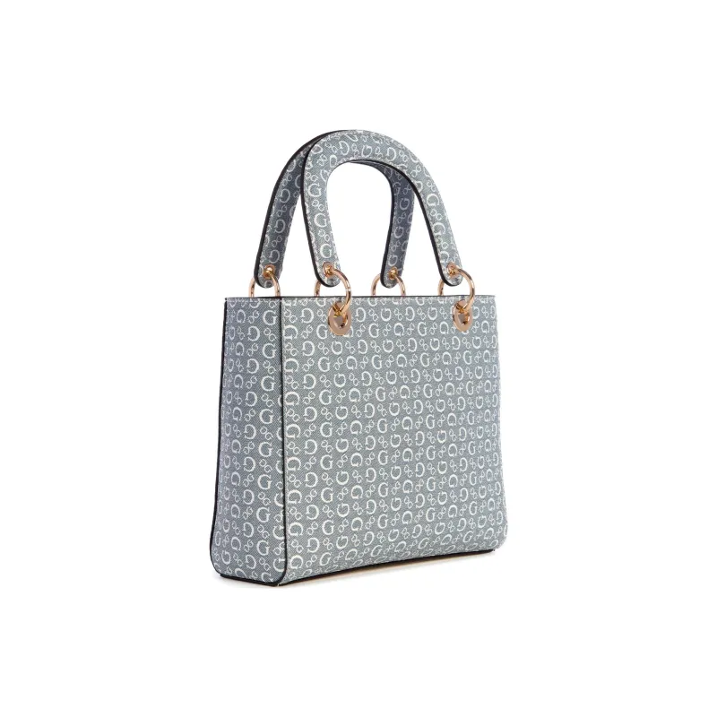 GUESS Faux Leather Coated Canvas Shoulder Bag Crossbody Bag Handbag Small Size Women's Light Blue-1